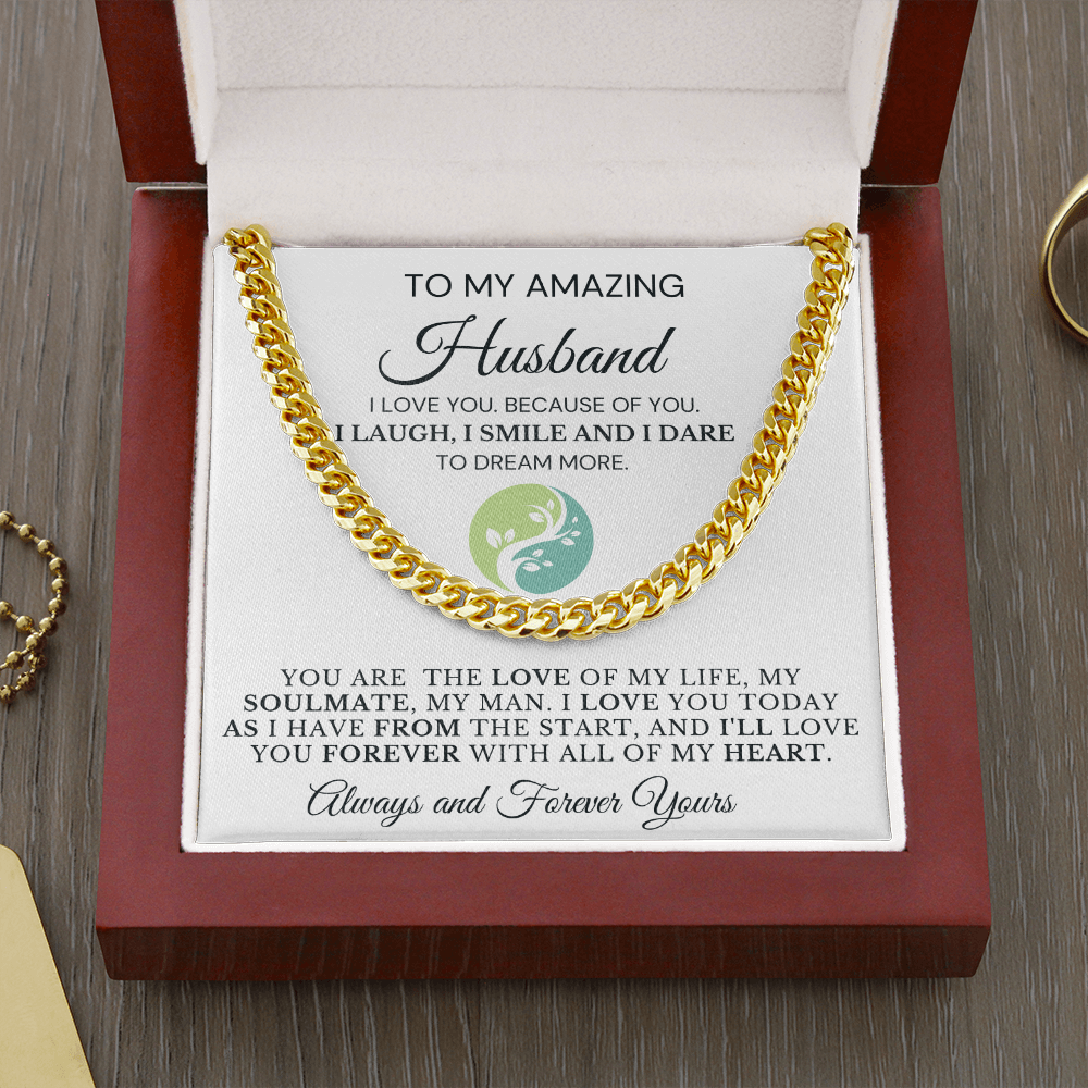 Gift for Husband| Cuban Chain Link, Silver or Gold-'Dare to Dream', White