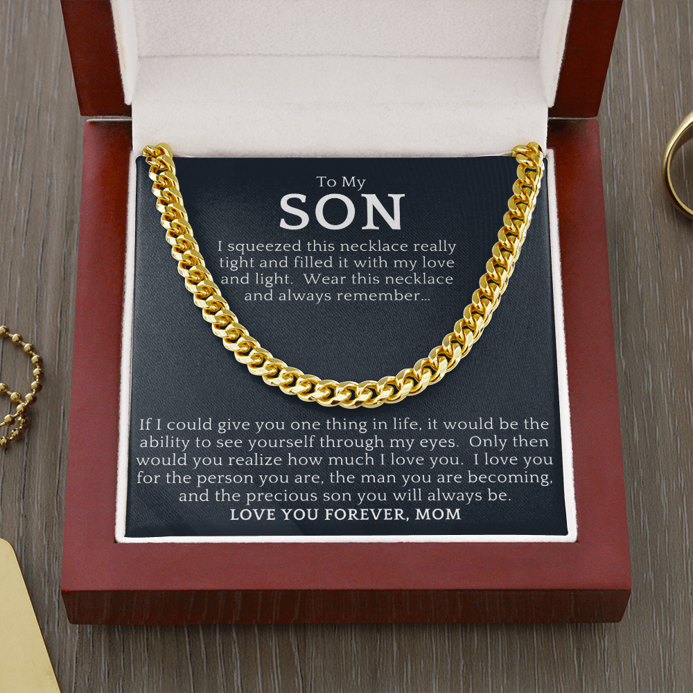 Gift For Son from Mom| 'Squeeze' Cuban Chain Link, Gold or Silver, 0307LSh
