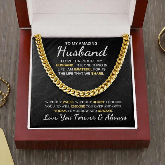 Gift For Husband, Cuban Chain Link-Choose You. Silver or Gold