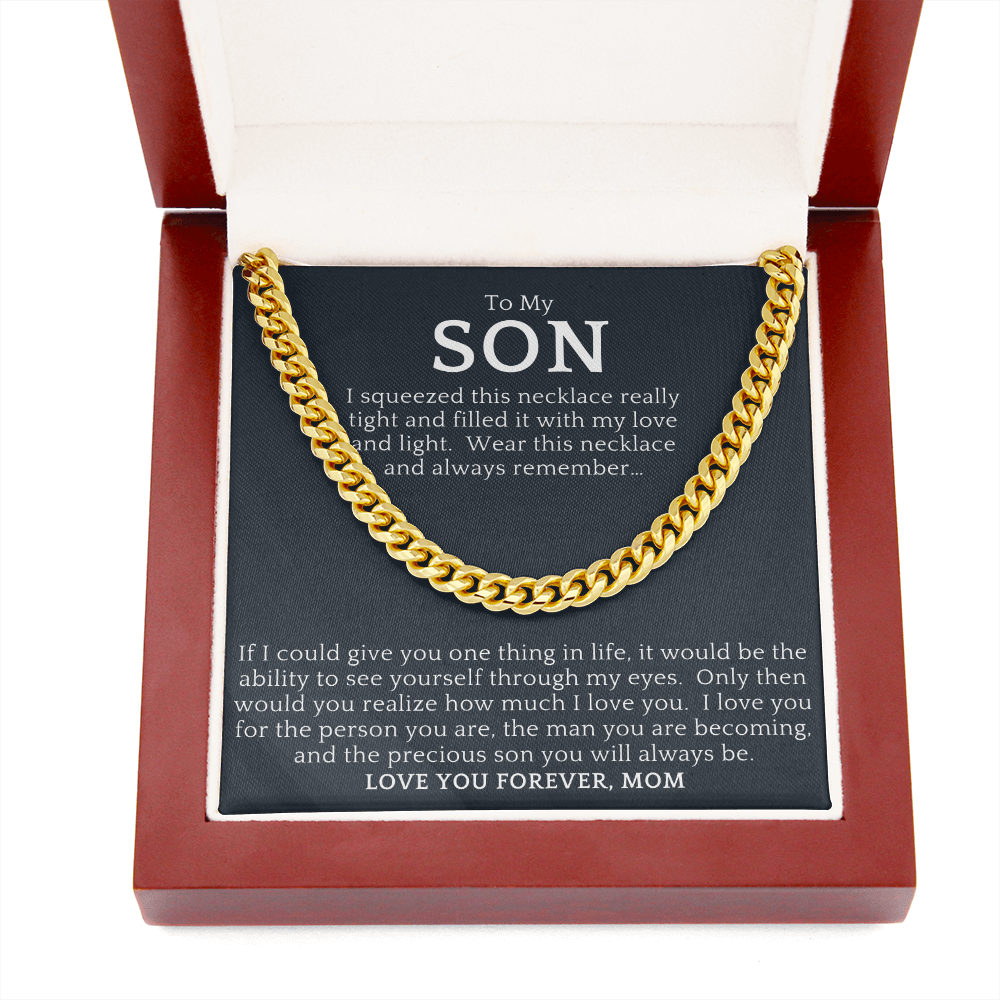Gift For Son from Mom| 'Squeeze' Cuban Chain Link, Gold or Silver, 0307LSh