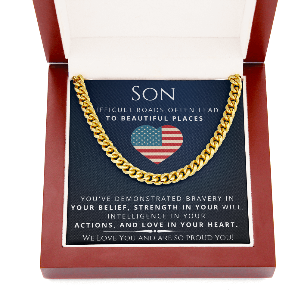 Gift For Son, Cuban Chain Link, Silver or Gold, 226SDR1c