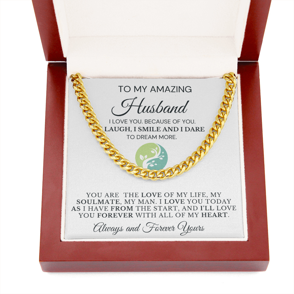 Gift for Husband| Cuban Chain Link, Silver or Gold-'Dare to Dream', White