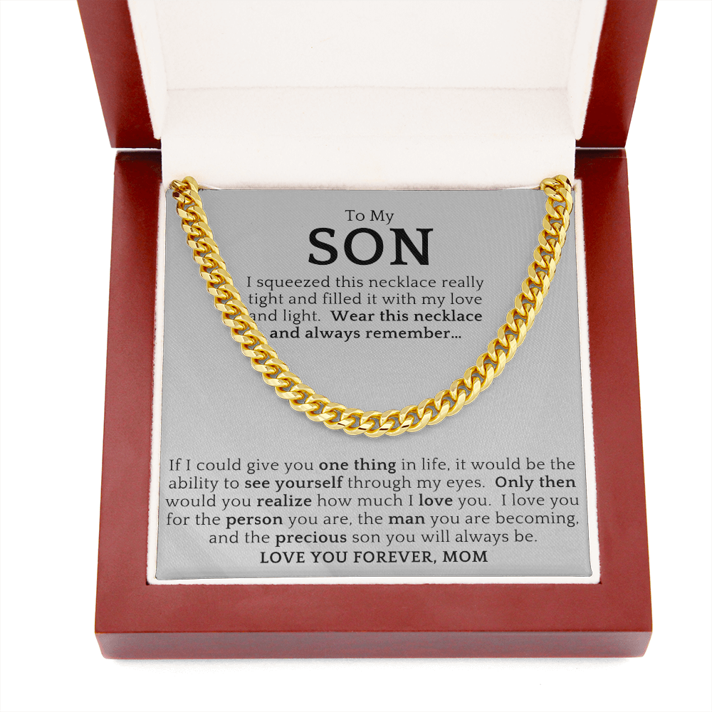 Gift For Son from Mom| 'Squeeze' Cuban Chain Link, Gold or Silver, 0307LSi