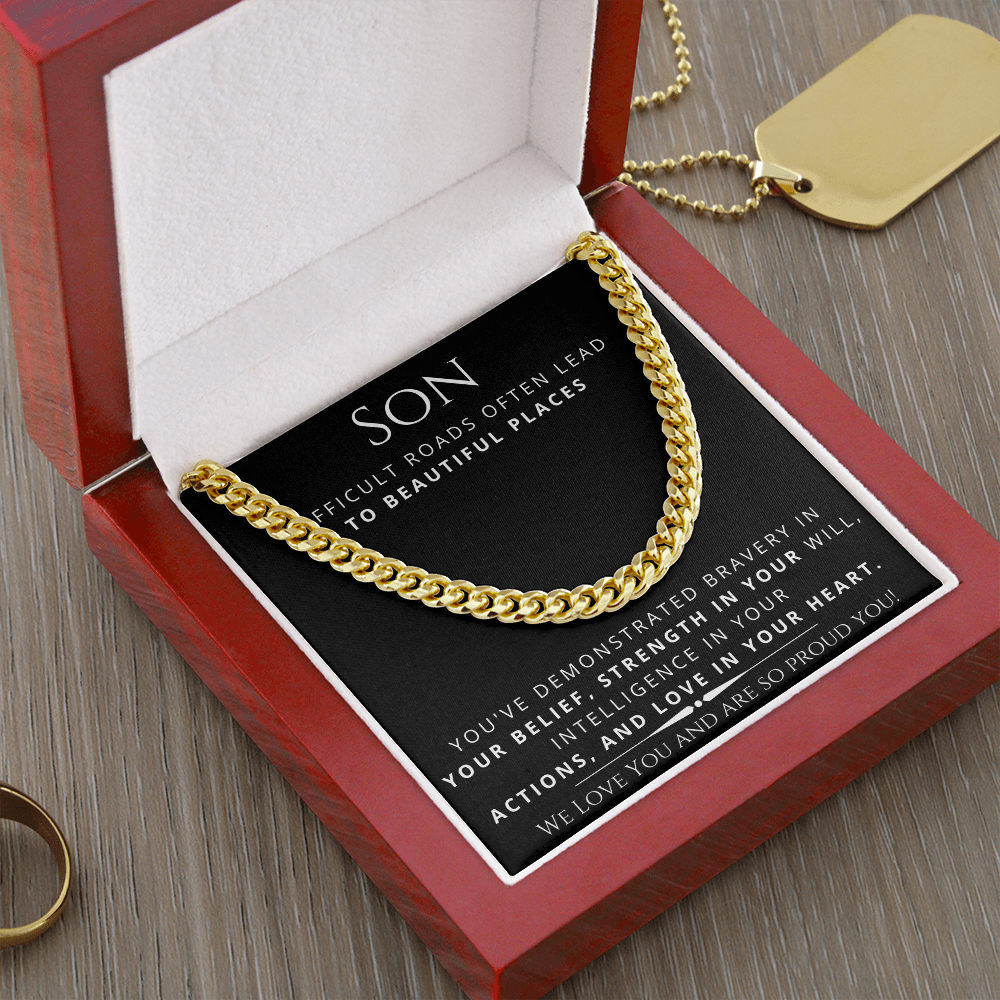 Gift For Son, Cuban Chain Link, Silver or Gold, 226SDR1b