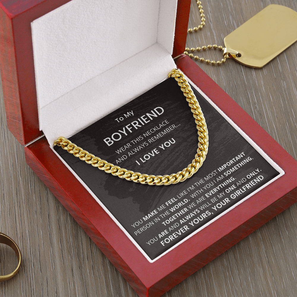 Gift For Boyfriend, Cuban Chain Link, Silver or Gold,227MMFBa