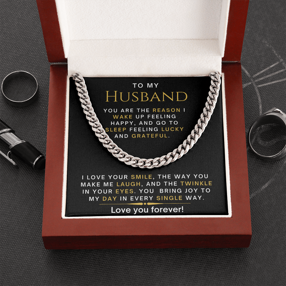 Gift For Husband, Cuban Chain Link, Silver or Gold, 226HLGa