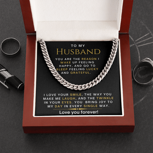 Gift For Husband, Cuban Chain Link, Silver or Gold, 226HLGa