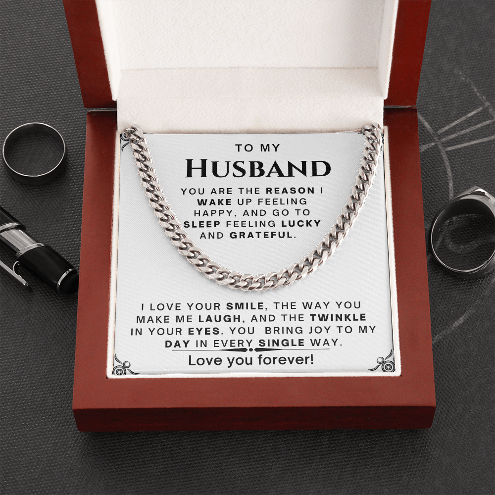 Gift For Husband, Cuban Chain Link, Silver or Gold, 226HLGb