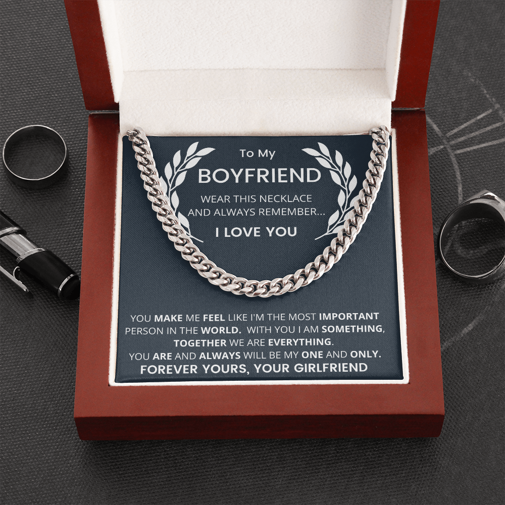 Gift For Boyfriend, Cuban Chain Link, Silver or Gold,227MMFBc