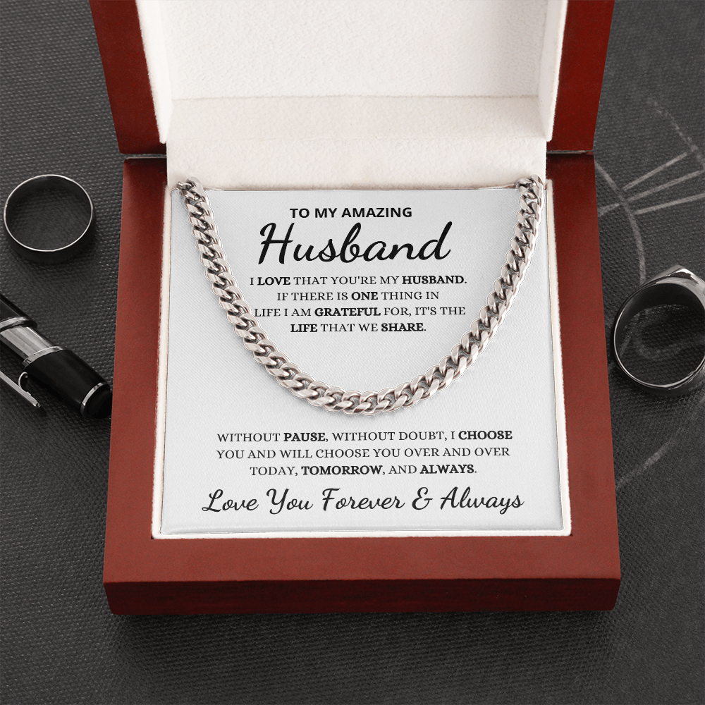 Gift For Husband, Cuban Chain Link - Choose You, Silver or Gold