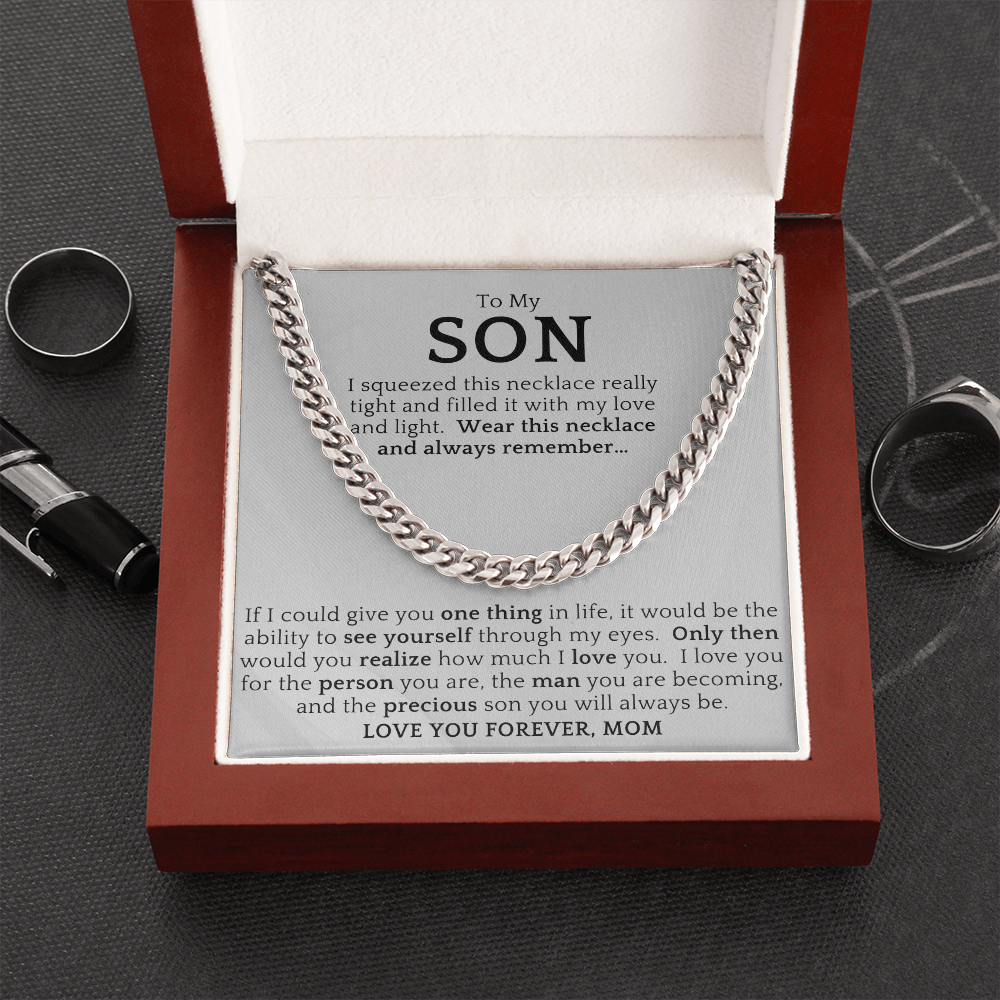 Gift For Son from Mom| 'Squeeze' Cuban Chain Link, Gold or Silver, 0307LSi