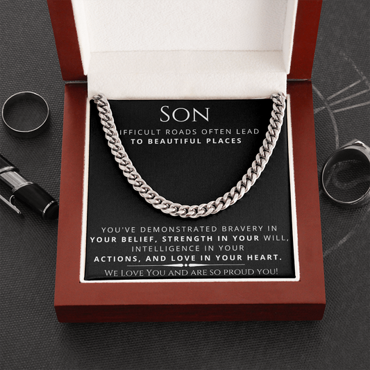 Gift For Son, Cuban Chain Link, Silver or Gold, 226SDR1b