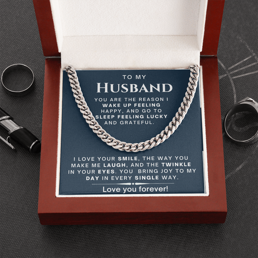 Gift For Husband, Cuban Chain Link, Silver or Gold, 226HLGc