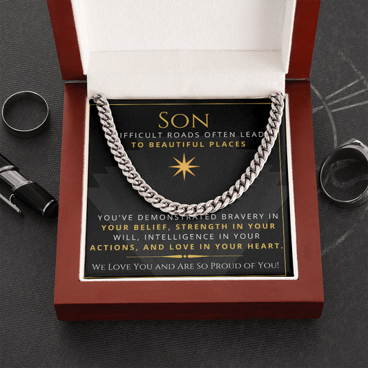 Gift For Son, Cuban Chain Link, Silver or Gold, 226SDR1a