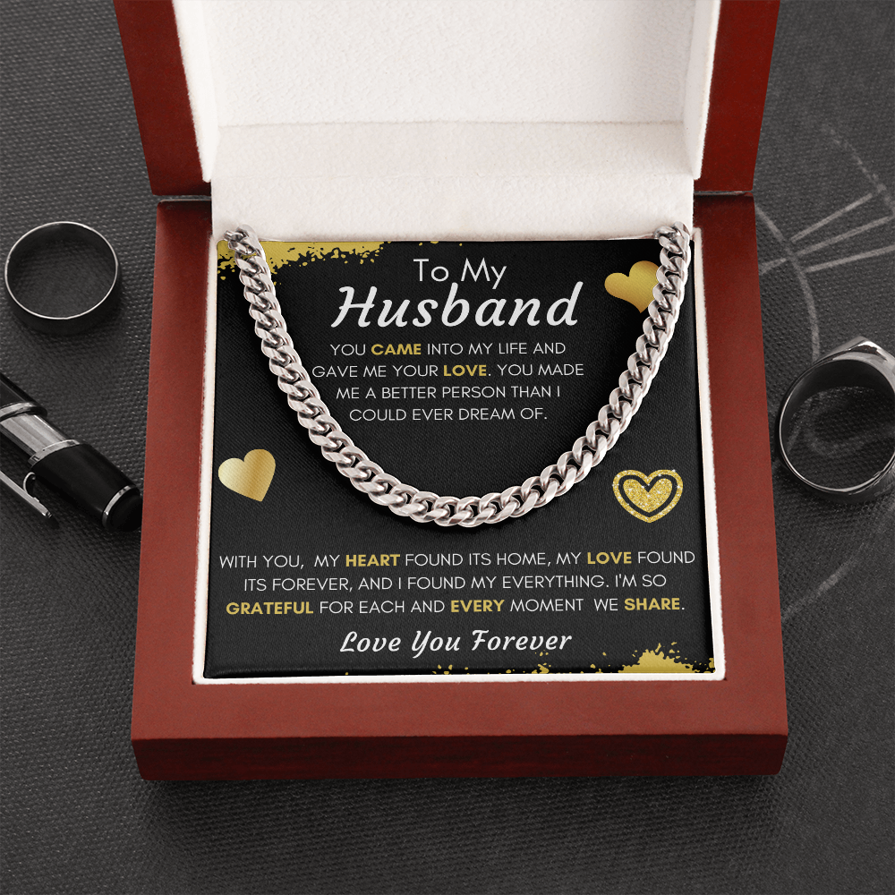 Gift for Husband| Cuban Chain Link, Silver or Gold-'Better Person' Blk.v3