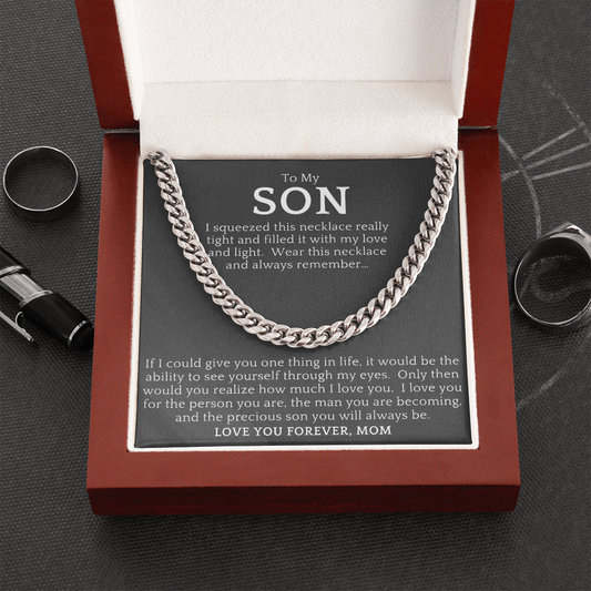 Gift For Son from Mom| 'Squeeze' Cuban Chain Link, Gold or Silver, 0307LSg