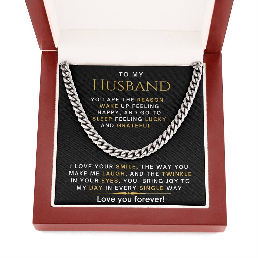Gift For Husband, Cuban Chain Link, Silver or Gold, 226HLGa