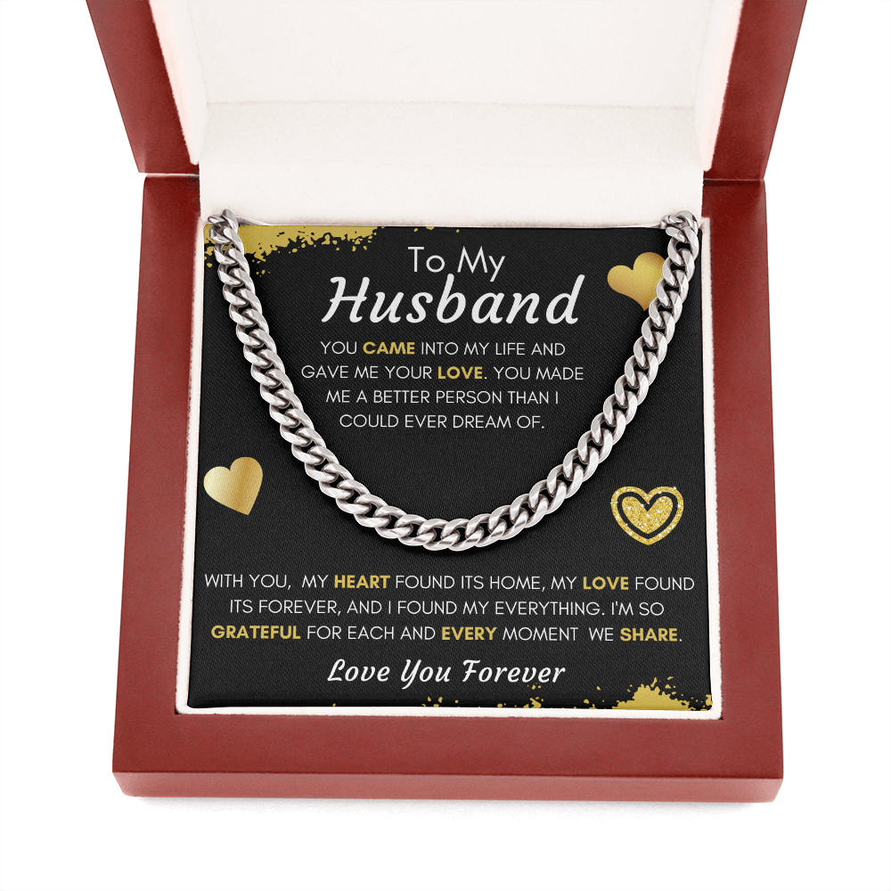 Gift for Husband| Cuban Chain Link, Silver or Gold-'Better Person' Blk.v3