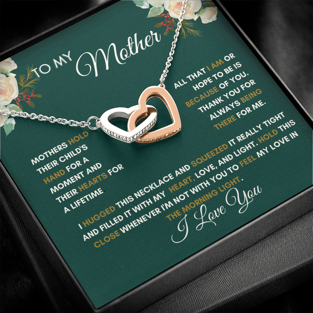 Gift for Mom, Interlocking Hearts Necklace, 'Hold Child's Hand' 220HCHAD