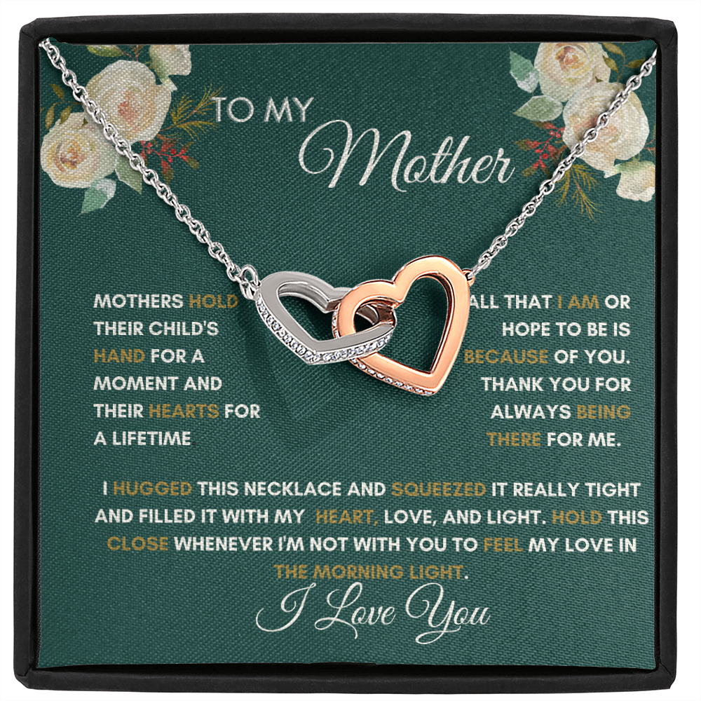 Gift for Mom, Interlocking Hearts Necklace, 'Hold Child's Hand' 220HCHAD