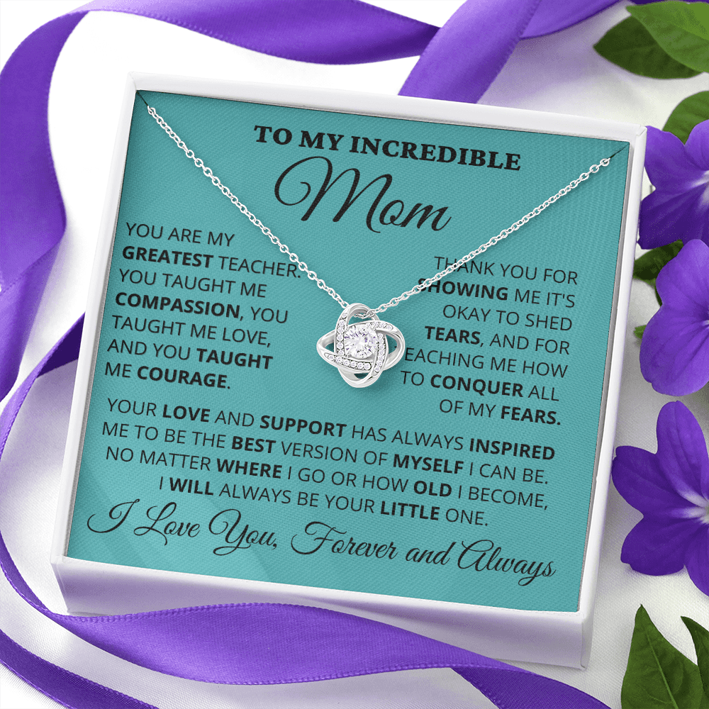 Gift for Mom| Mother's Day, Birthday Gift, Love Knot Necklace Jewelry w/ Custom Message Card, 414eGT1