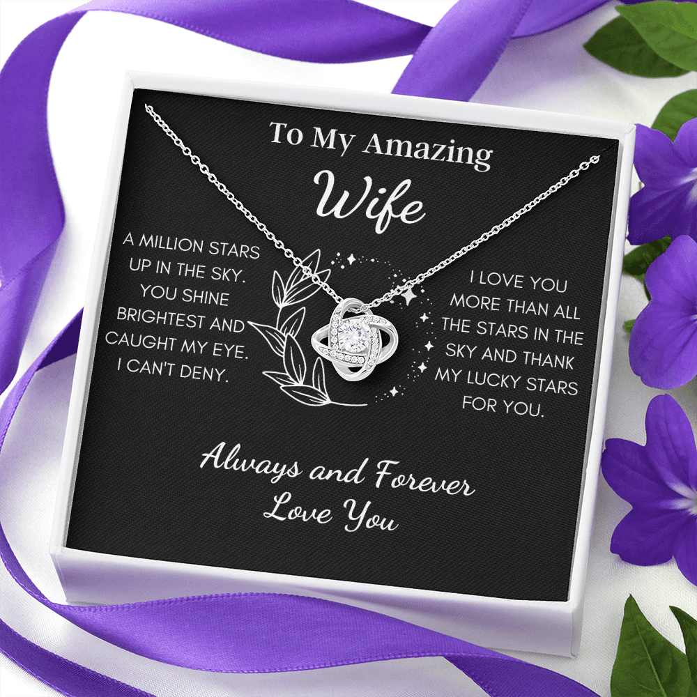 Gift for Wife, Love Knot Necklace-A Million Stars