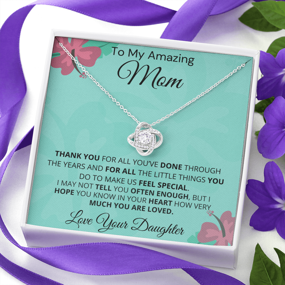 Gift for Mom| 'Thank you, Love Your Daughter,' Love Knot Necklace227TYMa