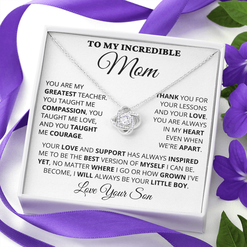 Gift for Mom| Mother's Day, Birthday Gift, Love Knot Necklace Jewelry w/ Custom Message Card, 416GTS1