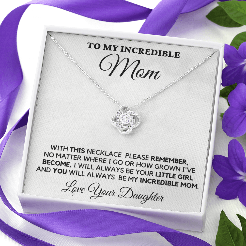 Gift for Mom| Mother's Day, Birthday Gift, Love Knot Necklace Jewelry w/ Custom Message Card, 418TND1