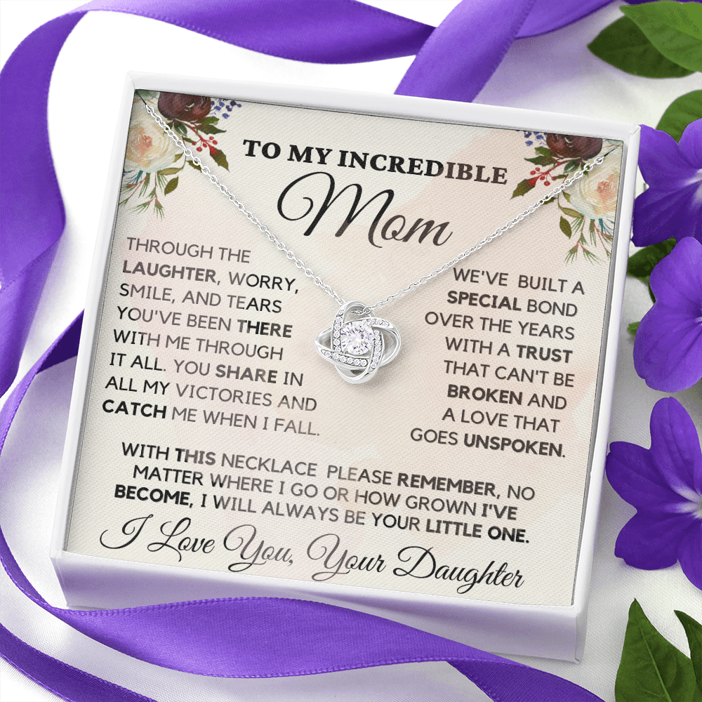 Gift for Mom| Mother's Day, Birthday Gift, Love Knot Necklace Jewelry w/ Custom Message Card, 414eLW1