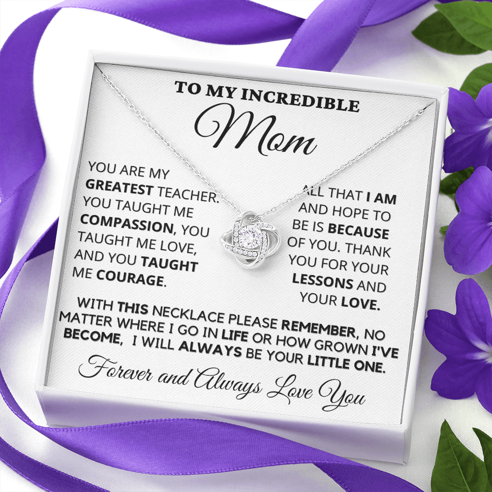 Gift for Mom| Mother's Day, Birthday Gift, Love Knot Necklace Jewelry w/ Custom Message Card,416GT4