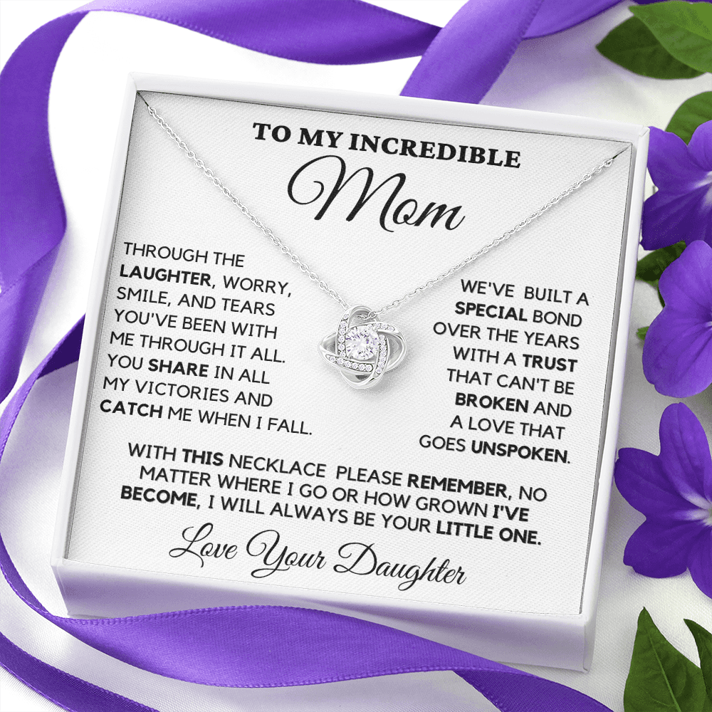 Gift for Mom| Mother's Day, Birthday Gift, Love Knot Necklace Jewelry w/ Custom Message Card, 416LWD2