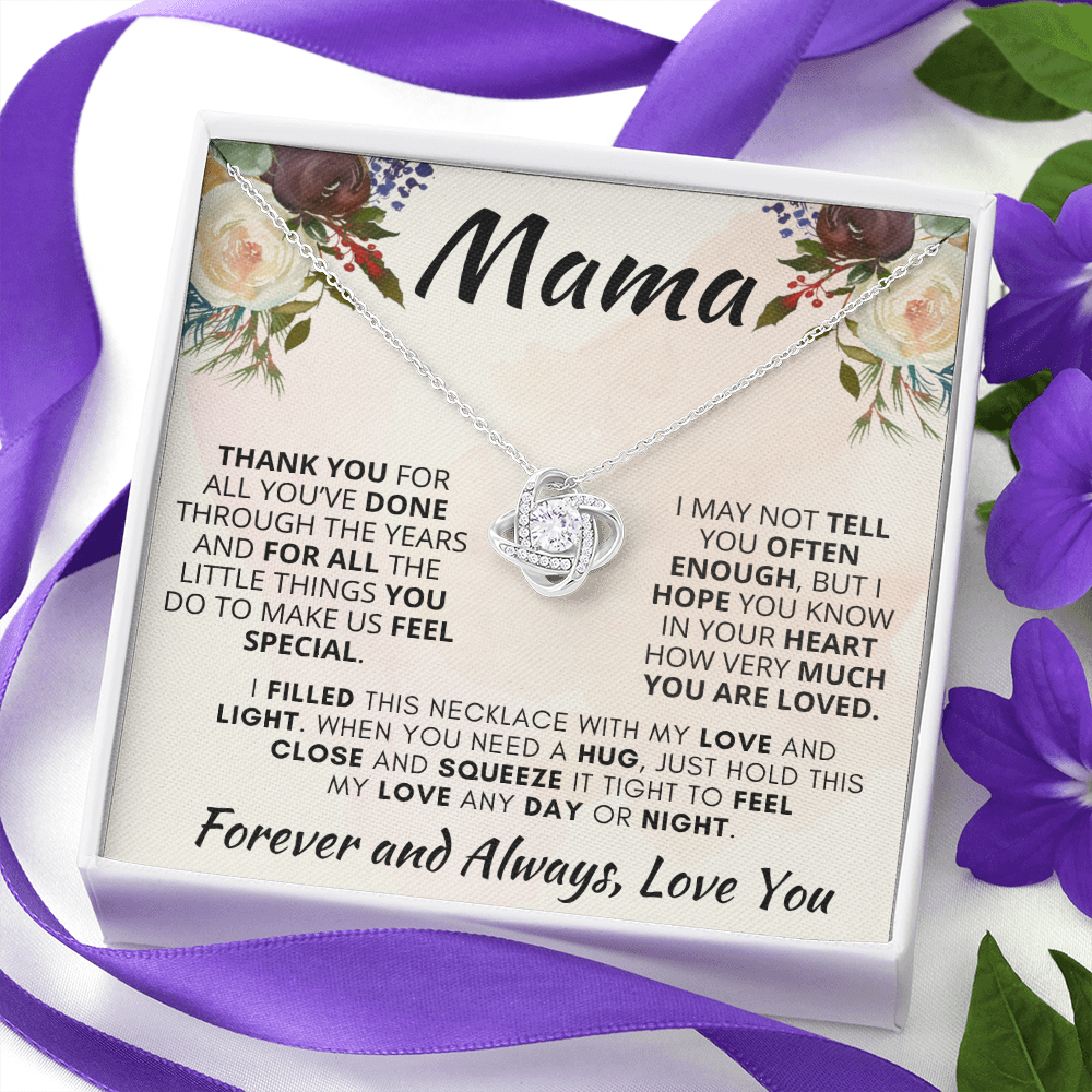 Gift for Mama| 'Thank you, Forever and Always,' Love Knot Necklace, 227TY.1Ma