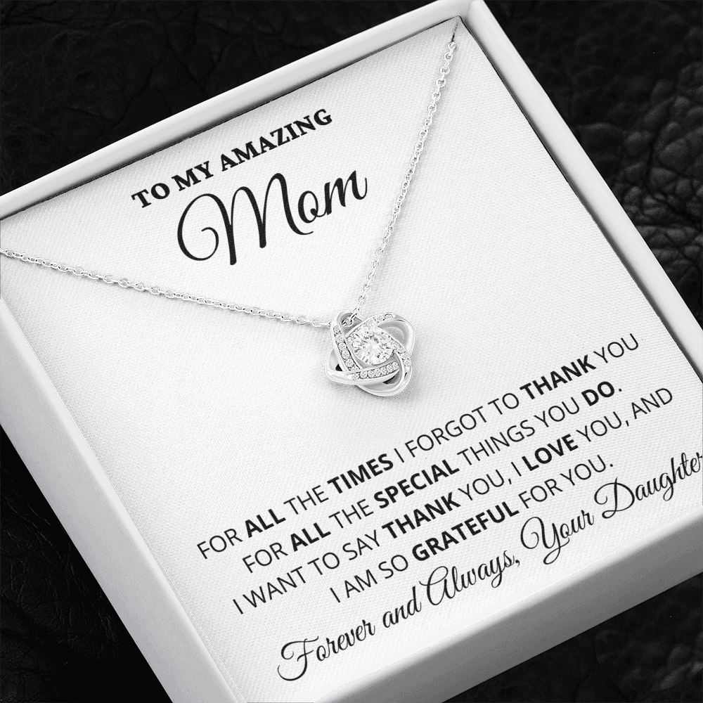 Gift for Mom| Mother's Day, Birthday Gift, Love Knot Necklace Jewelry w/ Custom Message Card, 418ATD