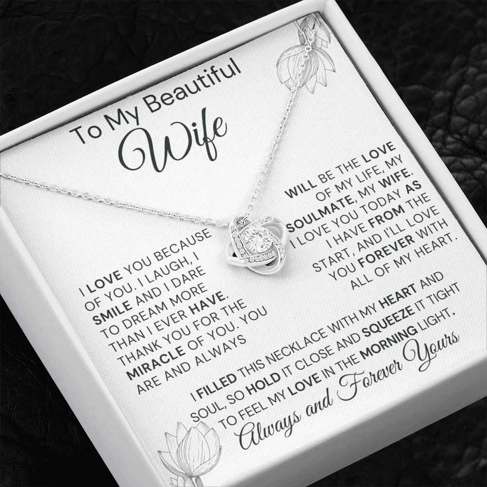 Gift For Wife, Love Knot Necklace, Miracle Of You, White, v2