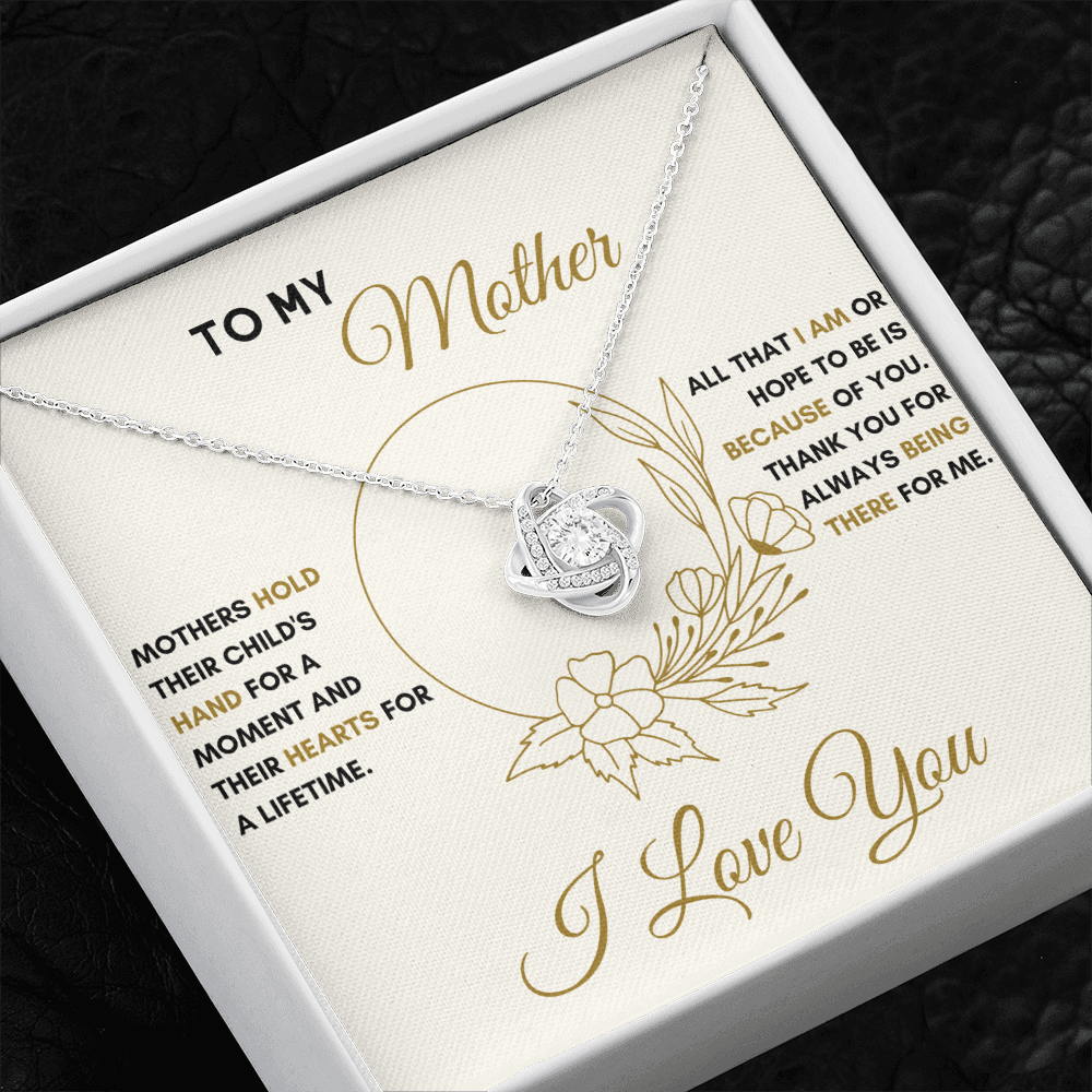 Gift for Mom, Love Knot Necklace, 'Hold Child's Hand' 220HCHC