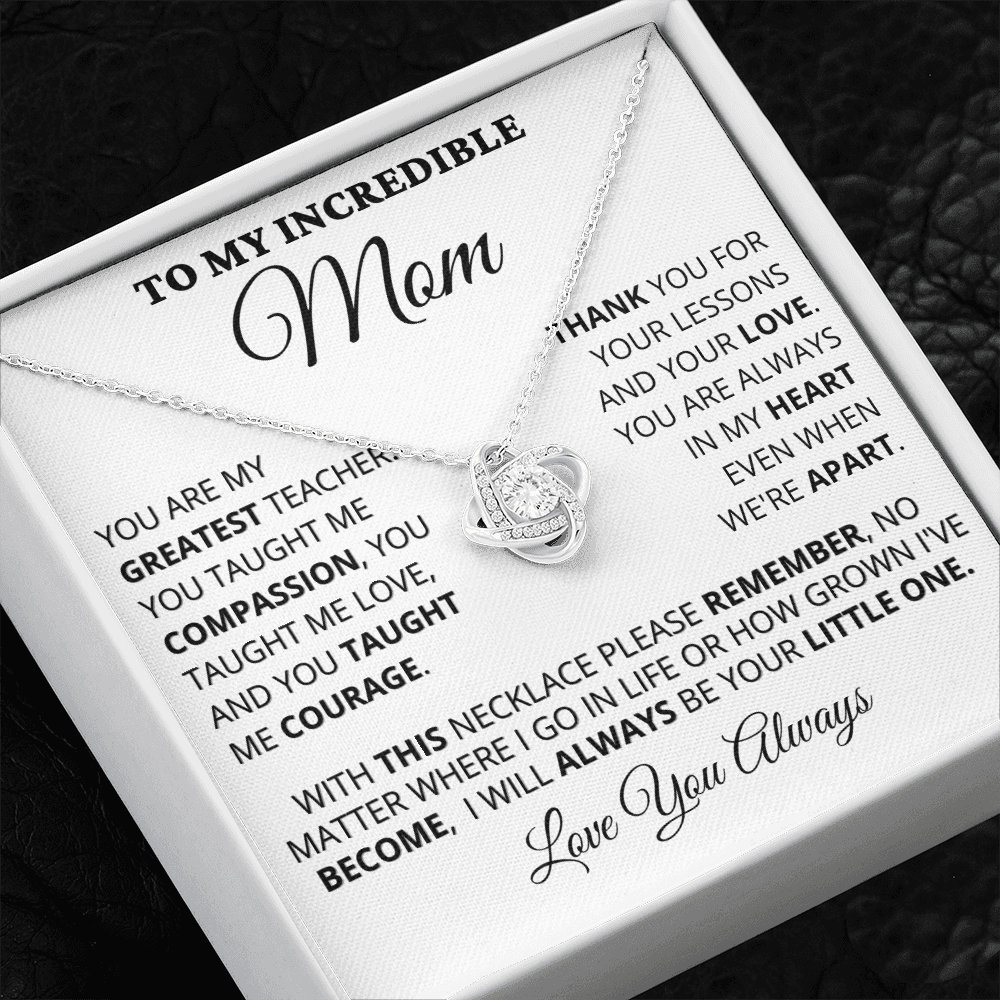 Gift for Mom| Mother's Day, Birthday Gift, Love Knot Necklace Jewelry w/ Custom Message Card, 418GT2