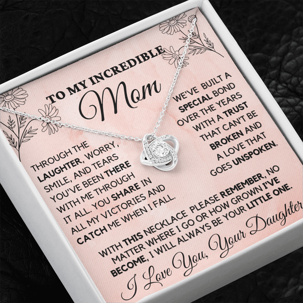 Gift for Mom| Mother's Day, Birthday Gift, Love Knot Necklace Jewelry w/ Custom Message Card,  414eLW
