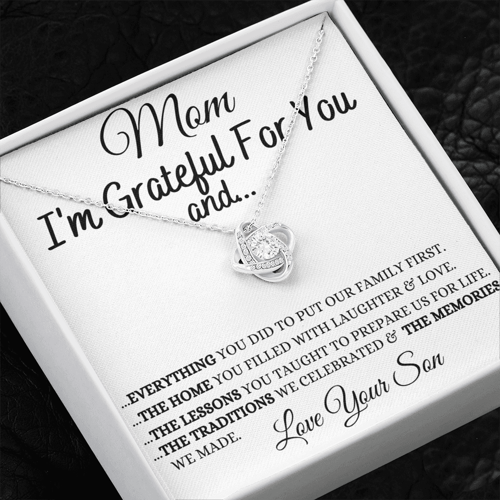 Gift for Mom| Mother's Day, Birthday Gift, Love Knot Necklace Jewelry w/ Custom Message Card, 418GFS