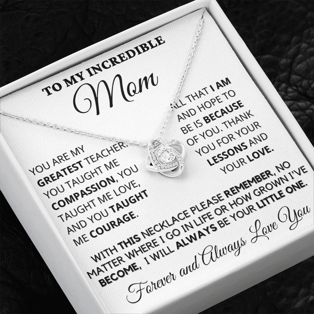 Gift for Mom| Mother's Day, Birthday Gift, Love Knot Necklace Jewelry w/ Custom Message Card, 418GT4