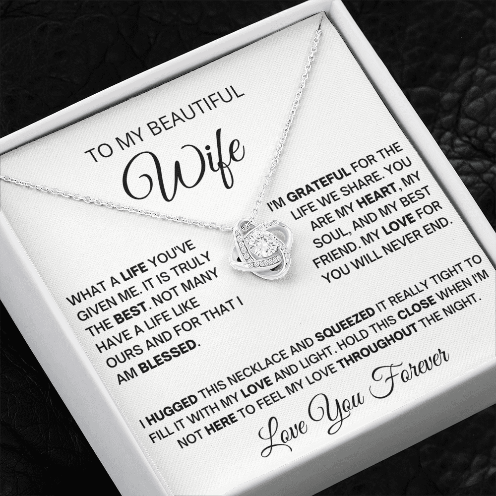 Gift For Wife, Love Knot Necklace-A Life Like Ours, White