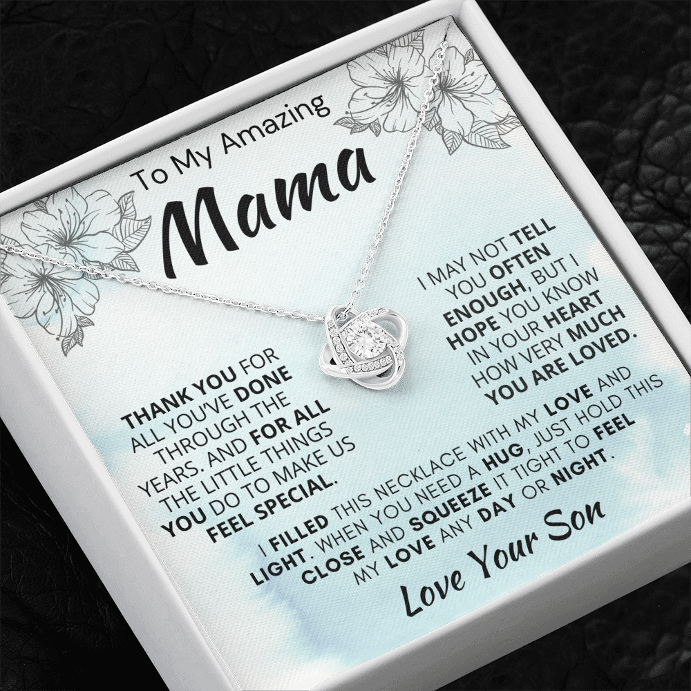 Gift for Mama| 'Thank you, Love Your Son,' Love Knot Necklace, 227TY.1Md