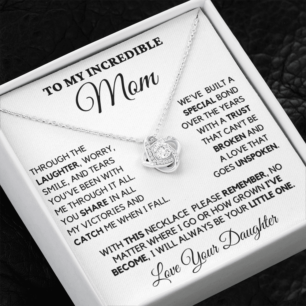 Gift for Mom| Mother's Day, Birthday Gift, Love Knot Necklace Jewelry w/ Custom Message Card, 416LWD2