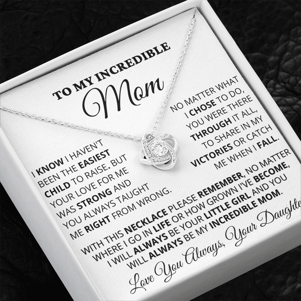 Gift for Mom| Mother's Day, Birthday Gift, Love Knot Necklace Jewelry w/ Custom Message Card, 418ECD