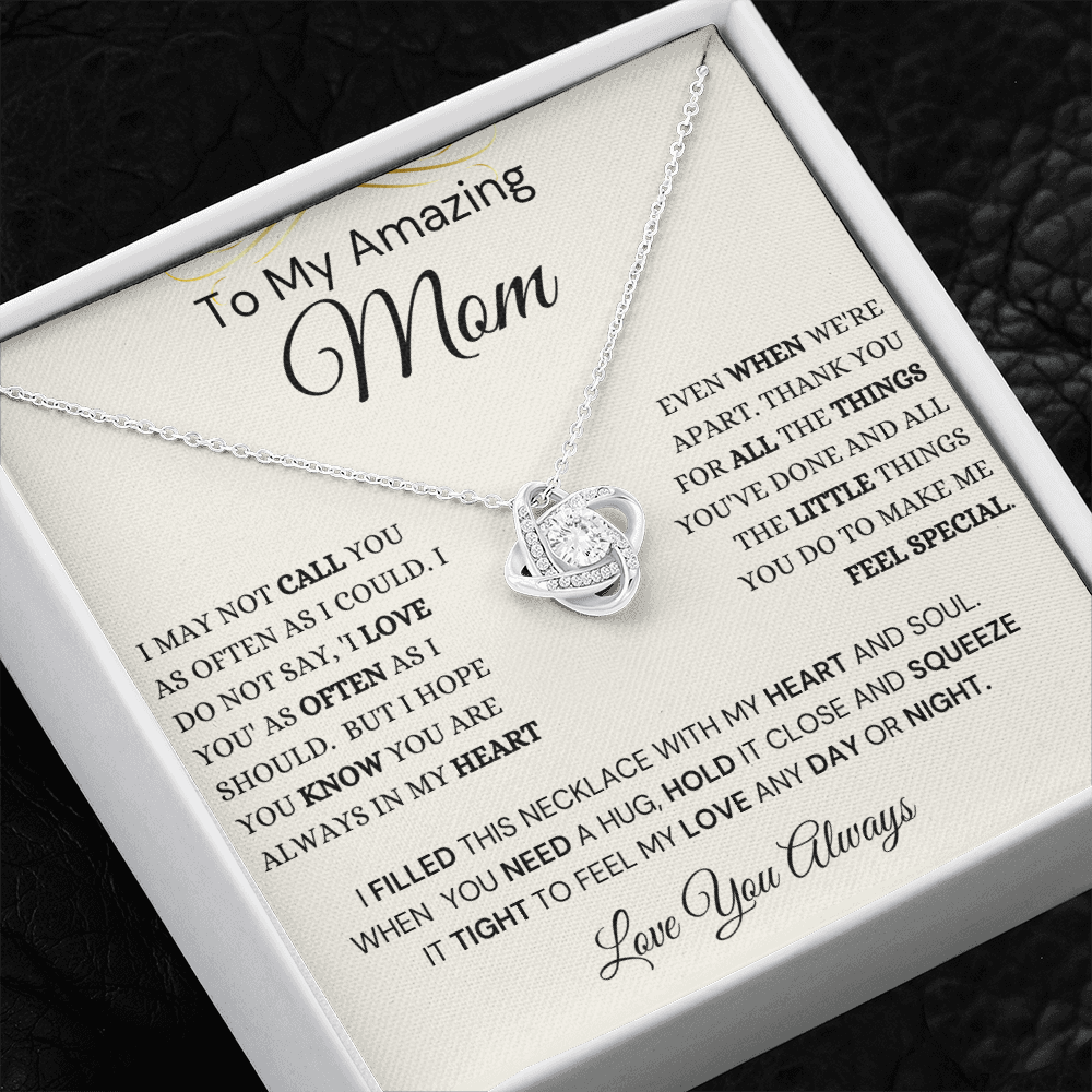 Gift For Mom, Love Knot Necklace, 'Call You As Often' 220CYAOMf