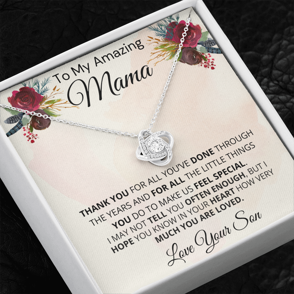 Gift for Mama| 'Thank you, Love Your Son,' Love Knot Necklace 227TYMe