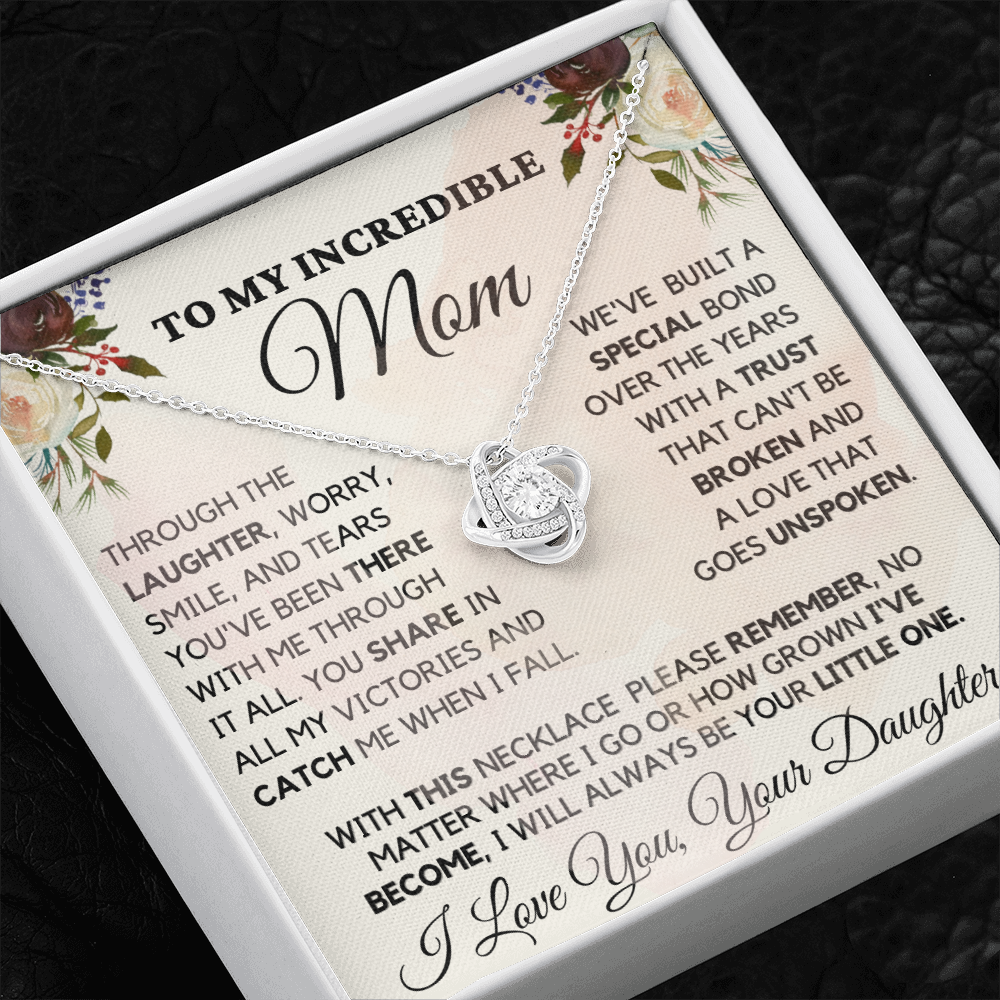 Gift for Mom| Mother's Day, Birthday Gift, Love Knot Necklace Jewelry w/ Custom Message Card, 414eLW1