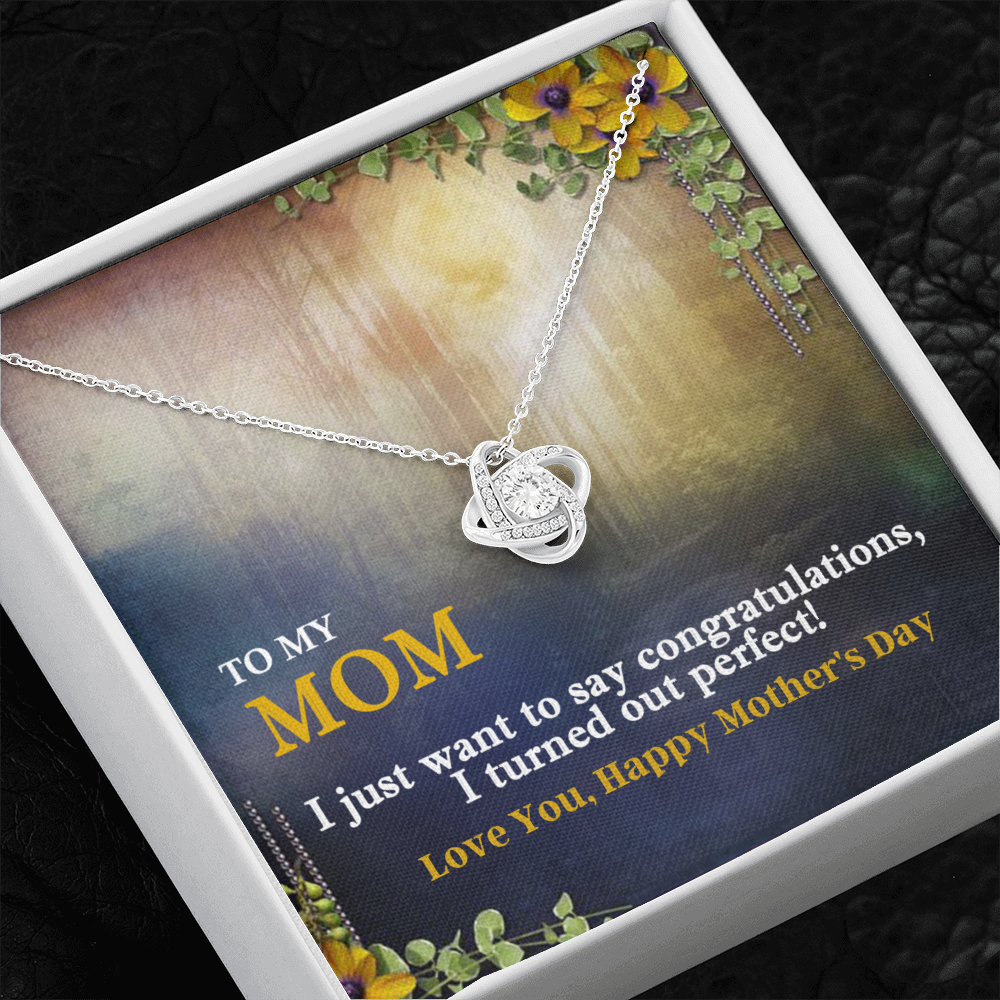 Best Mom Gift| Love Knot Necklace w/ Custom Message Card, 'Congratulations',311CON1