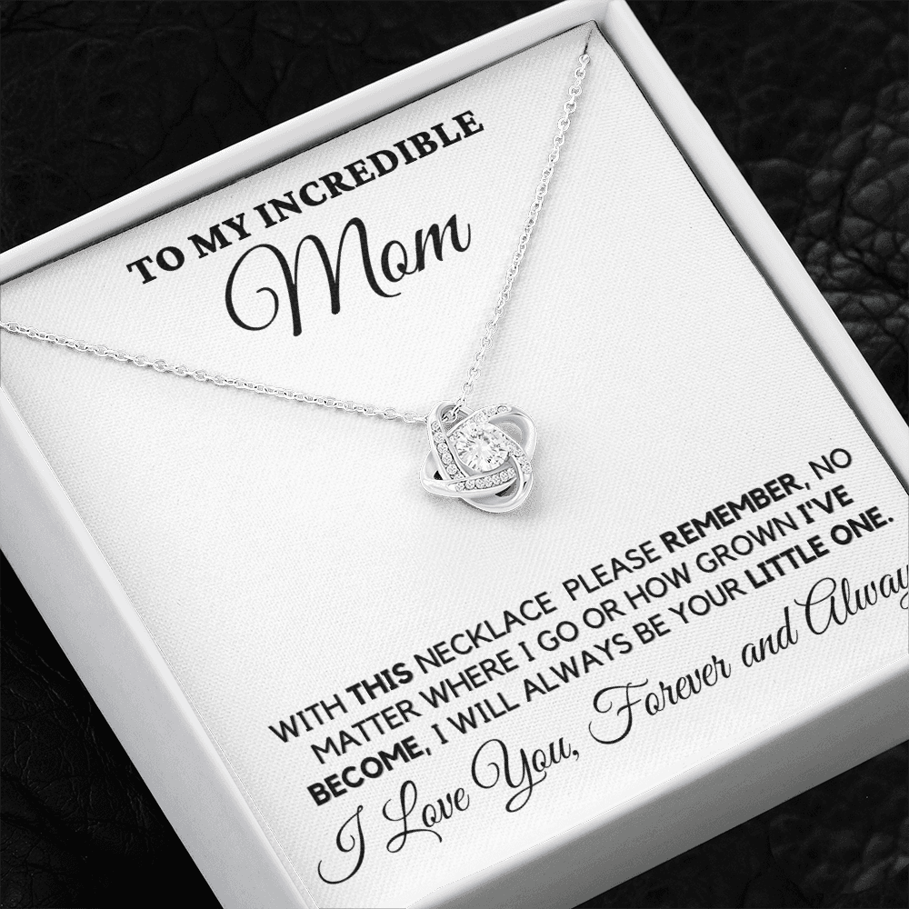 Gift for Mom| Mother's Day, Birthday Gift, Love Knot Necklace Jewelry w/ Custom Message Card, 416TN1