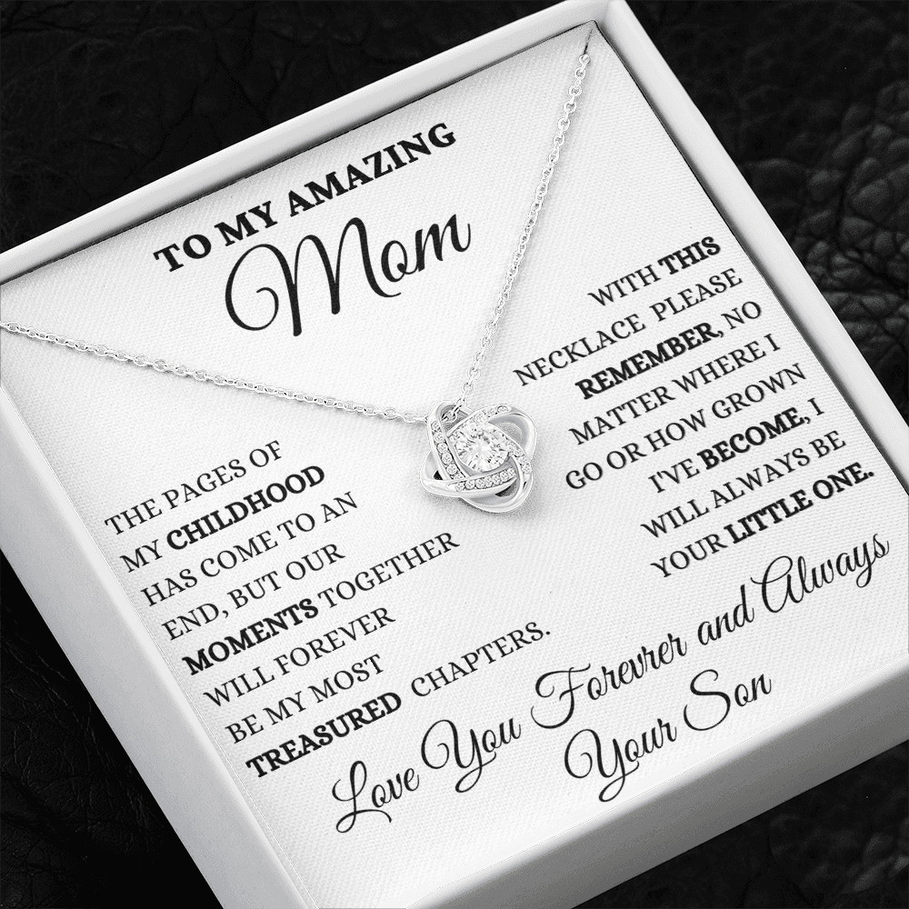 Gift for Mom| Mother's Day, Birthday Gift, Love Knot Necklace Jewelry w/ Custom Message Card, 418MCS1
